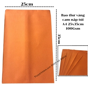 Bao thư vàng cam nắp túi A4 25x35cm 100Gsm