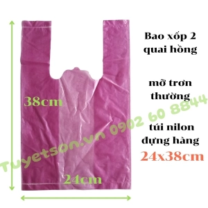 Bao xốp 2 quai hồng mỡ trơn thường - túi nilon đựng hàng