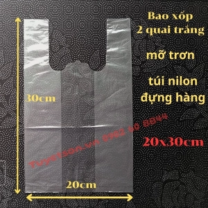 Bao xốp 2 quai trắng mỡ trơn thường - túi nilon đựng hàng