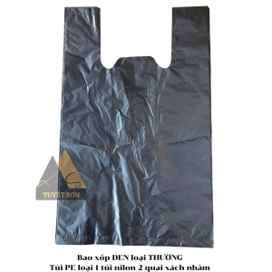 Bao xốp ĐEN loại THƯỜNG - Túi PE loại 1 túi nilon 2 quai xách nhám