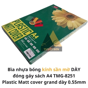 Bìa nhựa bóng kính sần mờ DÀY đóng gáy sách A4 TMG-8251- Bìa kiếng Plastic Matt cover grand dày 0.55mm
