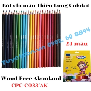 Bút chì màu Thiên Long Colokit Wood Free Akooland CPC-C033/AK 24 màu