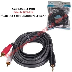Cáp Loa 1-2 5m Dtech DT6213 (Cáp loa 1 đầu 3.5mm ra 2 RCA)