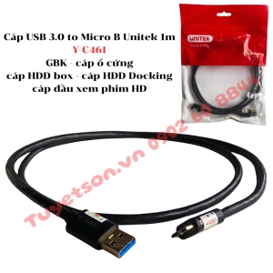 Cáp USB 3.0 to Micro B Unitek 1m Y-C461 GBK - cáp ổ cứng - cáp HDD box - cáp HDD Docking - cáp đầu xem phim HD