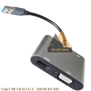 Cáp USB 3.0 to VGA + HDMI BX-043 (USB to VGA + HDMI)