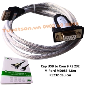 Cáp USB to Com 9 RS 232 M-Pard MD085 1.8m - RS232 đầu cái