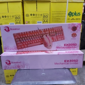 Combo phím chuột Cơ có dây Bosston EK9350 (hồng)