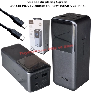 Cục sạc dự phòng Ugreen 35524B PB721 20000mAh 130W 1xUSB-A 2xUSB-C