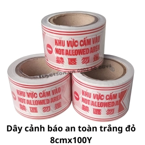 Dây cảnh báo an toàn trắng đỏ 8cmx100Y 93m