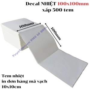 Decal NHIỆT 100x100mm xấp 500 tem - tem nhiệt in đơn hàng mã vạch 10x10cm