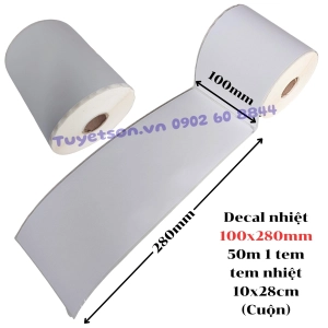 Decal nhiệt 100x280mm 50m 1 tem - tem nhiệt 10x28cm