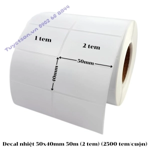 Decal nhiệt 50x40mm 50m (2 tem) (2500 tem/cuộn)