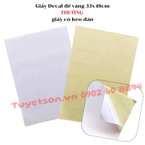 Giấy Decal đế vàng 33x48cm THƯỜNG - giấy có keo dán
