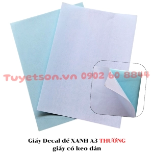Giấy Decal đế XANH A3 THƯỜNG - giấy có keo dán