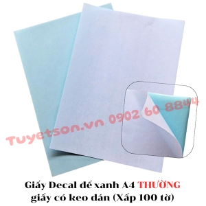 Giấy Decal đế xanh A4 THƯỜNG - giấy có keo dán