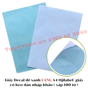 Giấy Decal đế xanh LÁNG A4 Ojilabel - giấy có keo dán nhập khẩu