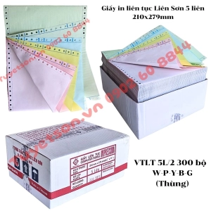 Giấy in liên tục Liên Sơn 5 liên - 210x279mm VTLT 5L/2 300 bộ