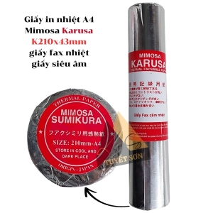 Giấy in nhiệt A4 Mimosa Karusa K210x43mm - giấy fax nhiệt giấy siêu âm