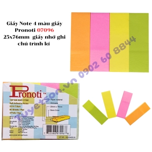 Giấy Note 4 màu giấy Pronoti 07096 25x76mm - giấy nhớ ghi chú trình kí