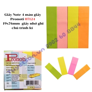 Giấy Note 4 màu giấy Pronoti 07124 19x76mm - giấy nhớ ghi chú trình kí