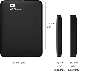 HDD di động WD 1TB 2.5" Elements WDBUZG0010BBK-Wesn USB 3.0