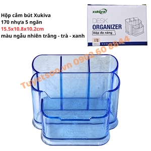 Hộp cắm bút Xukiva 170 nhựa 5 ngăn 15.5x10.8x10.2cm - màu ngẫu nhiên trắng - trà - xanh