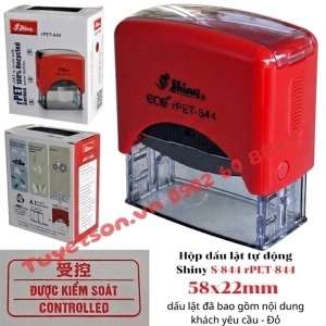 Hộp dấu lật tự động Shiny S-844 rPET-844 58x22mm dấu lật đã bao gồm nội dung khách yêu cầu