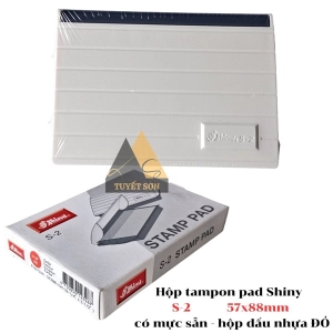 Hộp tampon pad Shiny S-2 57x88mm có mực sẵn - hộp dấu nhựa