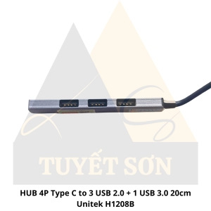 HUB 4P Type C to 3 USB 2.0 + 1 USB 3.0 20cm Unitek H1208B