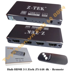Hub HDMI 3-1 Ztek ZY448 4K + Remote