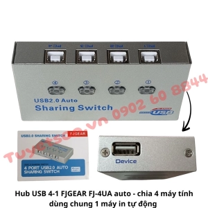 Hub USB 4-1 FJGEAR FJ-4UA auto - chia 4 máy tính dùng chung 1 máy in tự động