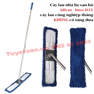 Inox DÀY - Cây lau nhà bẹ san hô 60cm - cây lau công nghiệp THẲNG KHÔNG có tăng đưa