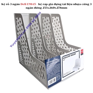 Kệ rỗ 3 ngăn Deli E9845 - kệ ráp giá đựng tài liệu nhựa cứng 3 ngăn đứng 255x260x278mm