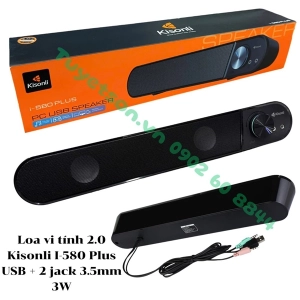 Loa vi tính 2.0 Kisonli I-580 Plus USB + 2 jack 3.5mm 3W