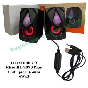 Loa vi tính 2.0 Kisonli L-9090 Plus USB + jack 3.5mm 6Wx2