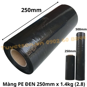 Màng PE ĐEN 250mm 1.4kg - Màng quấn hàng ĐEN 25cm 2.8