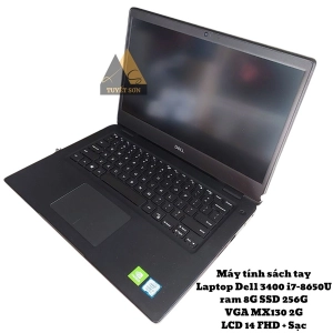Máy tính sách tay Laptop Dell 3400 i7-8650U ram 8G SSD 256G VGA MX130 2G LCD 14 FHD + Sạc