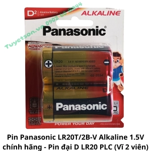 Pin Panasonic LR20T/2B-V Alkaline 1.5V chính hãng - Pin kiềm đại D LR20 PLC