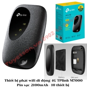 Thiết bị phát wifi di động cầm tay 4G TPlink M7000 Pin sạc 2100mAh 10 thiết bị