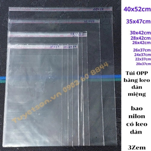 display Túi OPP băng keo dán miệng 20x37cm - bao nilon có keo dán 3 Zem 3