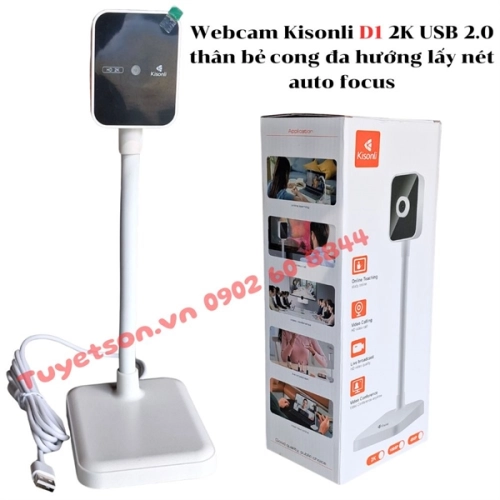 display Webcam Kisonli D1 2K USB 2.0 thân bẻ cong đa hướng lấy nét auto focus 1