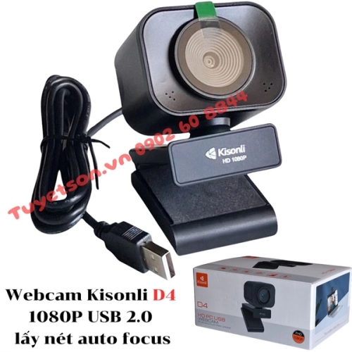 display Webcam Kisonli D4 1080P USB 2.0 lấy nét auto focus 1