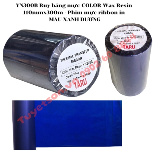 display YN300B Ruy băng mực COLOR Wax Resin 110mmx300m - Phim mực ribbon in MÀU XANH DƯƠNG 1