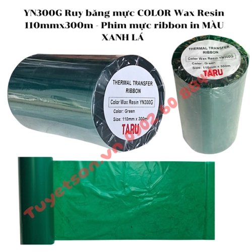 display YN300G Ruy băng mực COLOR Wax Resin 110mmx300m - Phim mực ribbon in MÀU XANH LÁ 1