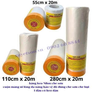 băng keo Nilon che sơn - cuộn màng ni lông đa năng bảo vệ đồ đùng che sơn che bụi - 1 đầu có keo dán