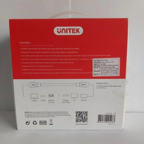 display Cáp HDMI 10m Unitek C11043BK 4K 2.0 4