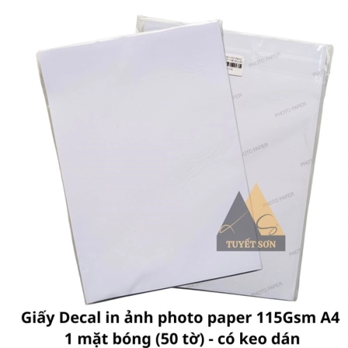 display Giấy Decal in ảnh photo paper 115Gsm A4 1 mặt bóng 50 tờ - giấy in ảnh có keo dán 1