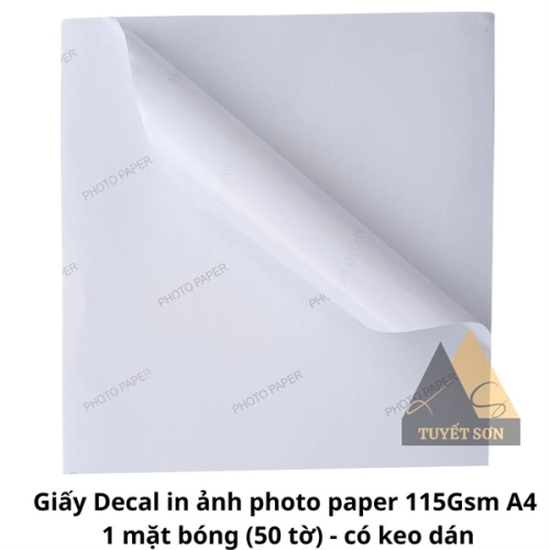 Giấy Decal in ảnh photo paper 115Gsm A4 1 mặt bóng 50 tờ - giấy in ảnh có keo dán