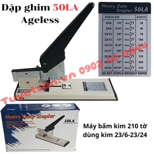 Dập ghim 50LA Ageless - Máy bấm kim 210 tờ dùng kim 23/6-23/24