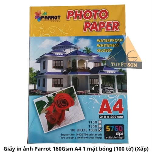 Giấy in ảnh Parrot 160Gsm A4 1 mặt bóng 100 tờ